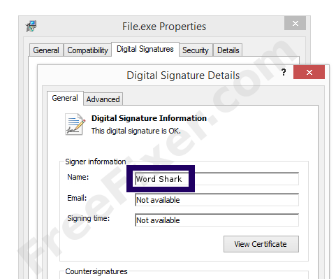 Screenshot of the Word Shark certificate